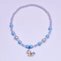 Kids beaded necklace cute cartoon unicorn pendant blue pearl jewelry set for girls - Blue Pony Necklace / Clear Bag Packaging / Blue