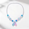 Kids gradient color fish tail beaded necklace with cute mermaid pendant options. - 1 Piece/Pack / Clear Bag Packaging / Blue Pink