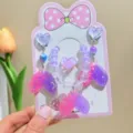 Kids cartoon mermaid tail jewelry set cute resin earrings bracelet ring for little girls - Gradient Pink-Purple 4-Piece Set [With Card]