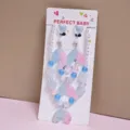 Kids mermaid tail beaded necklace earrings set, cute princess jewelry gift for little girls. - Gradient Blue & Pink 5-Piece Set (Cardboard Packaging)