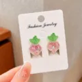 Cute glitter radish clip-on earrings for kids, no piercing required, sweet and stylish. - Carrot Pair (Cardboard Packaging)