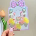 Cute kids mermaid tail jewelry set with earrings bracelet and ring for little girls cute gift. - Gradient Pink-Yellow 4-Piece Set [With Card]