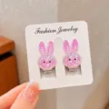 Cute pink glitter bunny clip-on earrings for kids, cute resin non-pierced ear jewelry. - Rabbit Pair (Cardboard Packaging)