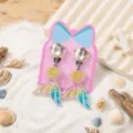 Kids mermaid tail clip-on earrings sweet star pendant cute pink bow card beach display props - 1 Pair / Yellow Whale Tail
