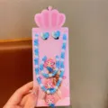 Children mermaid pearl necklace bracelet earrings set cute princess jewelry for girls - Card Packaging / Blue