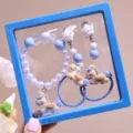 Children Cartoon Unicorn Jewelry Gift Box Princess Bracelet Hair Ring Earrings Set - Blue Pony 6-Piece Set / With Box / Blue