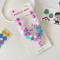 Kids unicorn beaded necklace and bracelet set, cute DIY handmade jewelry gift for girls. - Unicorn 2-Piece Set / Purple