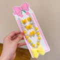 Kids pearl bow necklace earrings ring bracelet 5-piece set cute children jewelry detail view - Warm Yellow Value 5-Piece Set with Card