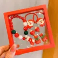 Kids Christmas jewelry set including beaded bracelet, Santa hair ties and cute earrings. - Christmas Bracelet 5-Piece Set Four