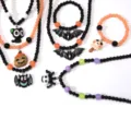 Halloween children jewelry set cute cartoon pumpkin bat beaded necklace bracelet gift - #16 Mixed Style Necklace, 1 Piece (in Clear Bag)