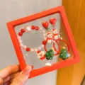 Kids Christmas Jewelry Set Pearl Bracelet Clip-on Earrings Hair Ties Gift for Girls - Christmas Bracelet 5-Piece Set Eight