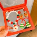 Children Christmas jewelry set bracelet earrings hair ties cute festive holiday gifts - Christmas Bracelet 5-Piece Set Nine
