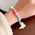 Colorful beaded bracelet for kids with cute unicorn pendant for sweet daily fashion styling. - Unicorn Bracelet Bag Pack