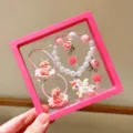 Cute kids unicorn bracelet and hair tie gift box set girls cartoon jewelry accessories - Pink Unicorn 5-Piece Set Gift Box