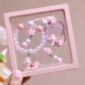 Children cute unicorn hair ties pearl bracelet gift box set for little girls daily wear. - Pink Pony 6-Piece Set / With Box / Pink