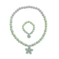 Kids beaded necklace bracelet set green flower cute princess jewelry accessories gift for girls - Two-Piece Set / Light Green