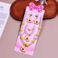 Children cartoon unicorn jewelry set necklace bracelet rings cute pink gift set accessories - Yellow Pony 5-Piece Set (Cardboard Packaging)