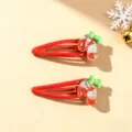 Cute Christmas hair clips for kids, red snap hairpins with festive resin charms for cute girls. - Candy Cane Hair Clip