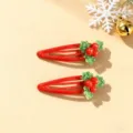 Christmas hair clips cute red holly berries metal snap hairpins for kids girls winter accessories - Christmas Red Cherry Hair Clip