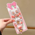 Kids beaded necklace bracelet set with cute pink flower pendants for little girls styling - Korean Pink Daisy Value 5-Piece Set with Card