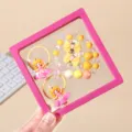 Kids princess jewelry set with hair ties beaded bracelet earrings in pink display frame variant - 7# Rose Pink Princess 5-Piece Set (Gift Box)