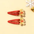 Red Christmas hair clips set with glitter gingerbread man decor, festive hair accessories - Gingerbread Man Hair Clip