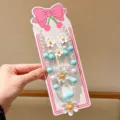 Kids beaded necklace bracelet flower jewelry set cute princess pink accessories - White Small Daisy Value 5-Piece Set with Card