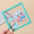 Kids princess hair ties and beaded bracelet set, cute blue bow hair accessories for little girls. - 9# Lake Blue Princess 5-Piece Set (Gift Box)