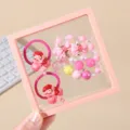 Kids cute princess beaded bracelet and hair tie accessories set for little girls gift - No. 10 Pink Princess 5-Piece Set in Gift Box