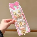 Children pearl flower necklace bracelet set, cute pink jewelry accessory for little girls. - Creamy White Daisy Value 5-Piece Set with Cardboard