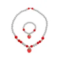 Cute children pearl strawberry necklace and bracelet jewelry set, sweet sweet princess gift. - Strawberry 2-Piece Set