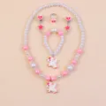 Children pearl necklace set girls cute unicorn beaded jewelry set cute birthday gift - Pink Unicorn 5-Piece Set (Transparent Bag)