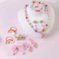 Kids colorful unicorn rainbow jewelry set necklace bracelet ring hair clips gift box - Unicorn 11-Piece Set (Gift Box Included)