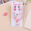 Kids pearl necklace set cute unicorn cartoon jewelry accessories for little girls birthday gift - Pink Unicorn 5-Piece Set (With Paper Card)