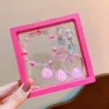 Children pink beaded bracelet mermaid tail earrings and shell hair accessory set cute style - Pink Shell Fish Tail 5-Piece Set (Includes Box) / Pink