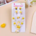 Kids pearl necklace jewelry set with unicorn cartoon charms and sweet princess design. - Yellow Unicorn 5-Piece Set (With Paper Card)
