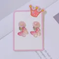 Children pink gradient butterfly clip-on earrings close-up detail display cute lovely style jewelry - Butterfly Ear Cuff / Pair Carded / Ombre Light Pink