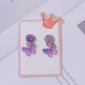 Children butterfly clip-on earrings detail shot, sweet cute style kids daily jewelry. - Butterfly Ear Cuff / Pair Carded / Gradient Purple