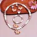 Children cartoon necklace bracelet ring clip earrings set cute pony pendant jewelry gift for kids - Coffee Pony 5-Piece Set / Clear Bag Packaging / Coffee