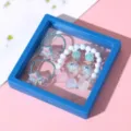 Children cartoon hair ties bracelet earrings set cute princess style pink jewelry gift - Star Dolphin Glowing Seashell Bracelet Gift Box