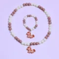 Children's cute cartoon pony bead necklace and bracelet set for girls, lovely jewelry gift. - Coffee Pony 2-Piece Set / Clear Bag Packaging / Coffee