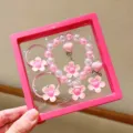 Children pink bead bracelet hair tie and clip set sweet princess style cute accessories - Pink Five-Petal Flower 5-Piece Set in Gift Box
