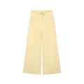 Détail de pantalon large jaune clair, taille à cordon décontractée, tissu confortable. - XS / Bas / Jaune