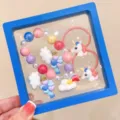 Children cute unicorn hair tie beaded bracelet jewelry set cute cartoon design kids gifts - 13# Unicorn 5-Piece Set (Includes Box)