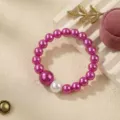 Children's beaded bracelet variant with purple and white pearls for girls jewelry. - Dark Purple Artificial Pearl Bracelet
