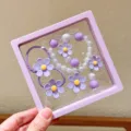 Kids pearl cartoon bracelet set cute floral hair accessories sweet princess jewelry gift - Purple Daisy 5-Piece Set Gift Box