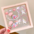 Cute kids jewelry set featuring cute unicorn hair ties and pearl bead bracelet in display box. - 11# Unicorn 5-Piece Set (Includes Box)