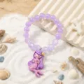 Kids purple beaded bracelet with cute mermaid pendant, charming fairy tale style jewelry gift. - Purple Mermaid Bracelet