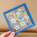 Kids cartoon pearl flower bracelet set blue hair ties cute children princess jewelry accessory - Blue Daisy 5-Piece Set Gift Box