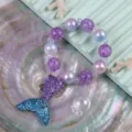 Kids purple mermaid tail beaded bracelet cute princess charm jewelry accessory gift - Purple Fishtail Bracelet